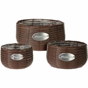 Flowers kerek virágtartó kaspó készlet, barna, 3 db-os kép