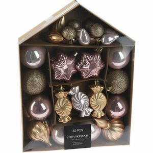 Ünnepi karácsonyi dekorációs készletrózsaszín/arany, 32 db kép