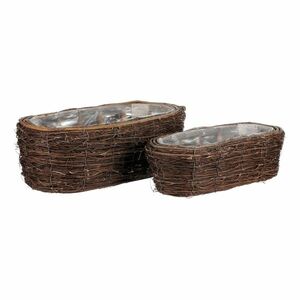 Fonott láda szett szőlő vesszőből, ovális, 2 db, 2 méretben, 38 x 20 x 14 cm kép