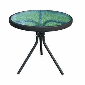 Kerti kézi asztal, fekete acél/edzett üveg, HABIR kép