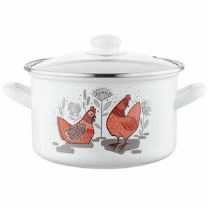 Emalia Pleszew Rubinka zománcozott edény fedővel , 20 cm, 3, 7 l, 20 cm átmérőjű kép