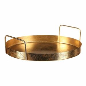 Fém tálca fogantyúkkal, átmérő 25 cm, kerek, arany kép