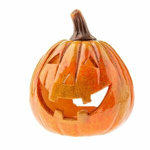 Őszi kerámia gyertyatartó, arcú tök, 13 x 16 cm kép