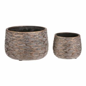 Rýha beton virágtartó készlete, 2 db, szürke, magasság 12 cm kép