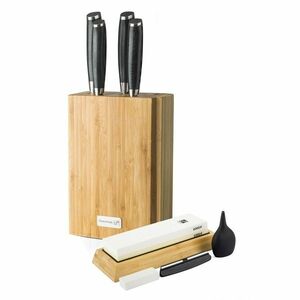 G21 Gourmet Damascus késkészlet bambusz blokkban, 4 db + élezőkő kép