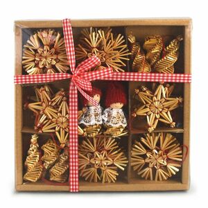 Folklór szalmadísz szett, 38 db-os kép