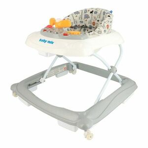 Baby Mix Gyerek járókeret kormánykerékkel és szilikon kerekekkel, szürke, 50 x 44 x 50 cm kép