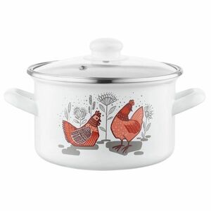 Emalia Pleszew Rubinka zománcozott edény fedővel , 18 cm, 2, 6 l, 18 cm átmérőjű kép