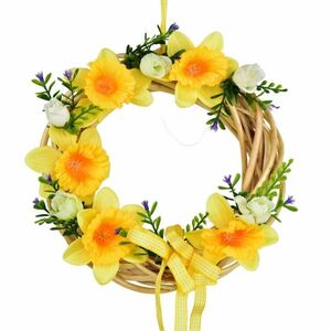 Tavaszi fonott koszorú sárga nárcisz, 20 cm kép