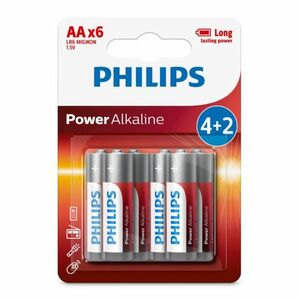 Philips AA 1, 5 V Power Alkaline elem, 4 + 2 db kép