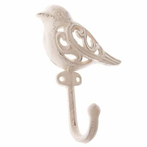 Öntöttvas akasztó Ptáček fehér, 15 x 11 cm kép