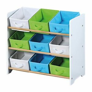 Kesper 17716 Gyerek polc 9 szövet dobozzal, fehér, 65 x 60 x 30 cm kép