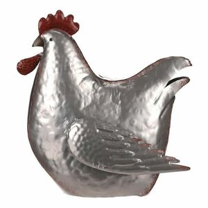 Fém dekoráció, ezüst tyúk, 28 x 15 x 30 cm kép