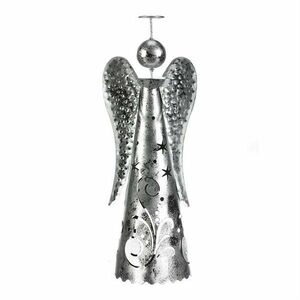 Karácsonyi fém dekoráció Angyal tea gyertyatartóra, ezüst kép