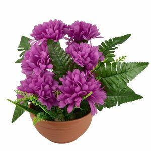 Halottak napi dekoráció Lila krizantémokcserépben, 23 x 22 cm kép