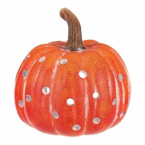 Tök gyertyatartó, lyukas, narancssárga, kerámia, átmérő: 14 cm kép