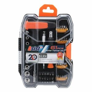 Asist FR21-036 T-csavarhúzó bitekkel ésfoglalatokkal, 61 db kép
