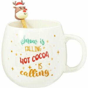 Rénszarvas karácsonyi porcelán bögre kanállal, 550 ml kép