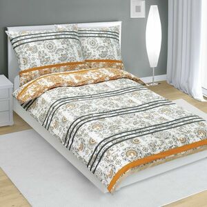 Bellatex Retro Pamut ágyneműhuzat szürke-narancs, 140x 200 cm, 70 x 90 cm kép