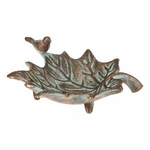 Fém ivókút Javorový list s ptáčkem Romance, 17 x16 x 6 cm, réz kép