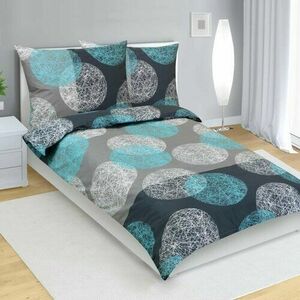 Bellatex Gömbök pamut ágyneműhuzat türkiz, szürke, 140 x 200 cm, 70 x 90 cm kép