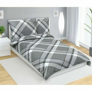 Bellatex Káro szatén ágyneműhuzat szürke, 140 x 200 cm, 70 x 90 cm kép