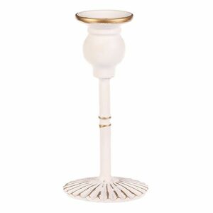 Fém gyertyatartó kúpos gyertyához 17 cm, fehér, 17 cm kép