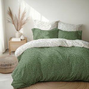 Stanex Krep lepedőhuzat Zöldlevelek, 140 x 220 cm, 70 x 90 cm kép