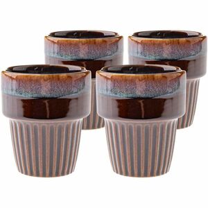 4 darabos kerámia bögre szett Rustik 100 ml, sötétbarna kép