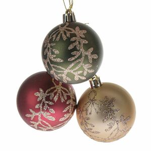 Golden Leaves karácsonyi díszek, 3 db, átmérő 6cm, műanyag kép