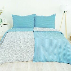 Stanex Pamut ágynemét Virágcsíkos kék, 140 x 200 cm, 70 x 90 cm kép