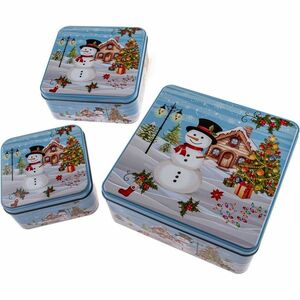 3 darab szögletes fémdoboz szett Hóember kép