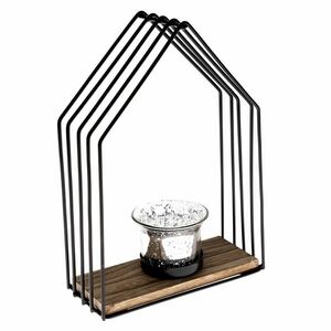 Fém gyertyatartó Celestial house fekete, 15 x 22 x6, 5 cm kép