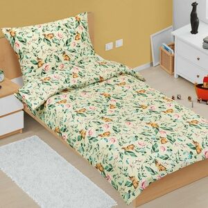 Bellatex Junior Nyuszi zöld leveles zöldségben pamut ágyneműhuzat, 140 x 200 cm, 70 x 90 cm kép