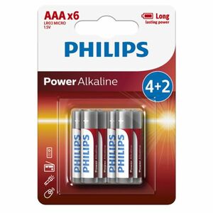 Philips AAA 1, 5 V Power Alkaline elem, 4 + 2 db kép