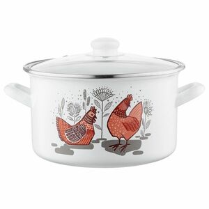 Emalia Pleszew Rubinka zománcozott edény fedővel , 22 cm, 4, 7 l, 22 cm átmérőjű kép