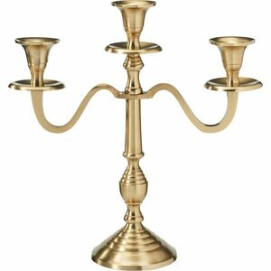 Fém gyertyatartó, 3 karos, 29x10x30 cm, aranyszínű, dekoráció 2 kép