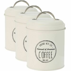 Excellent Houseware 11 x 16 cm-es fémélelmiszer-tároló dobozok, 3 db, krém színű, S kép