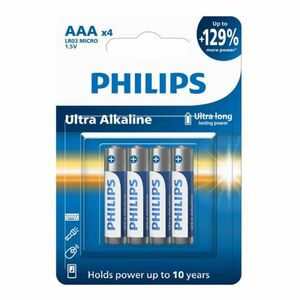 Philips AAA 1, 5 V Ultra Alkaline elem, 4 db kép