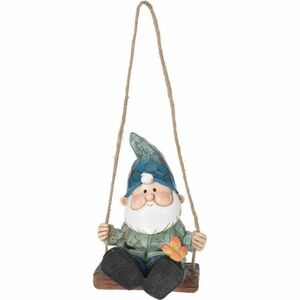 Hintázó törpe függő dekoráció, 10 x14, 5 x 9 cm, poliszton, színes kép