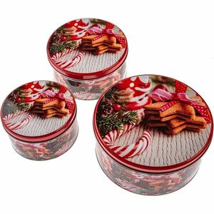3 db kerek fémdoboz szett Cukroví kép