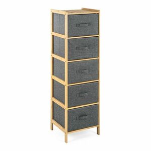 G21 Bambusz polc kosarakkal, 5 polc, szürke, 5 emelet kép