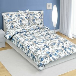 Bellatex Virág krepp ágyneműhuzat kék, 140 x 220 cm, 70 x 90 cm, 140 x 220 cm, 70 x 90 cm kép