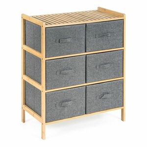 G21 Bambusz polc kosarakkal, 3 polc, szürke, 3 emelet kép