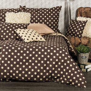4Home pamut ágyneműhuzat Csokoládé pöttyös, 140 x 220 cm, 70 x 90 cm kép