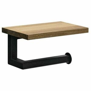 SAPHO Ska421 Ska WC-papír tartó polccal 15 x 8 x10 cm, fekete matt/tölgyfa kép