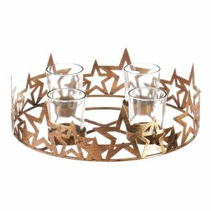 Csillagok adventi gyertyatartó, arany, fém, átmérő 25 cm kép