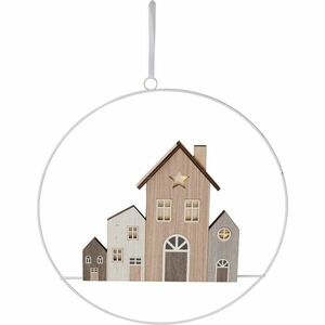 Függő karácsonyi dekoráció Winter Houses, 30 cm, világító, elemes kép
