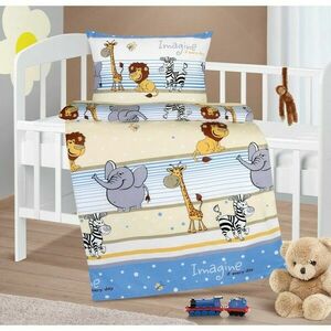 Bellatex Gyermek pamut ágynemő Agáta Safari kék, 90 x 135 cm, 45 x 60 cm kép