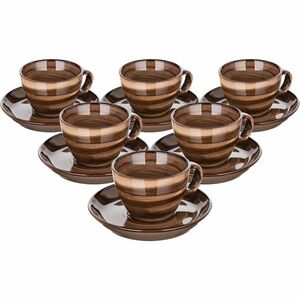 Banquet PALAS 6 db-os csésze és csészealj készlet , 90 ml, barna kép